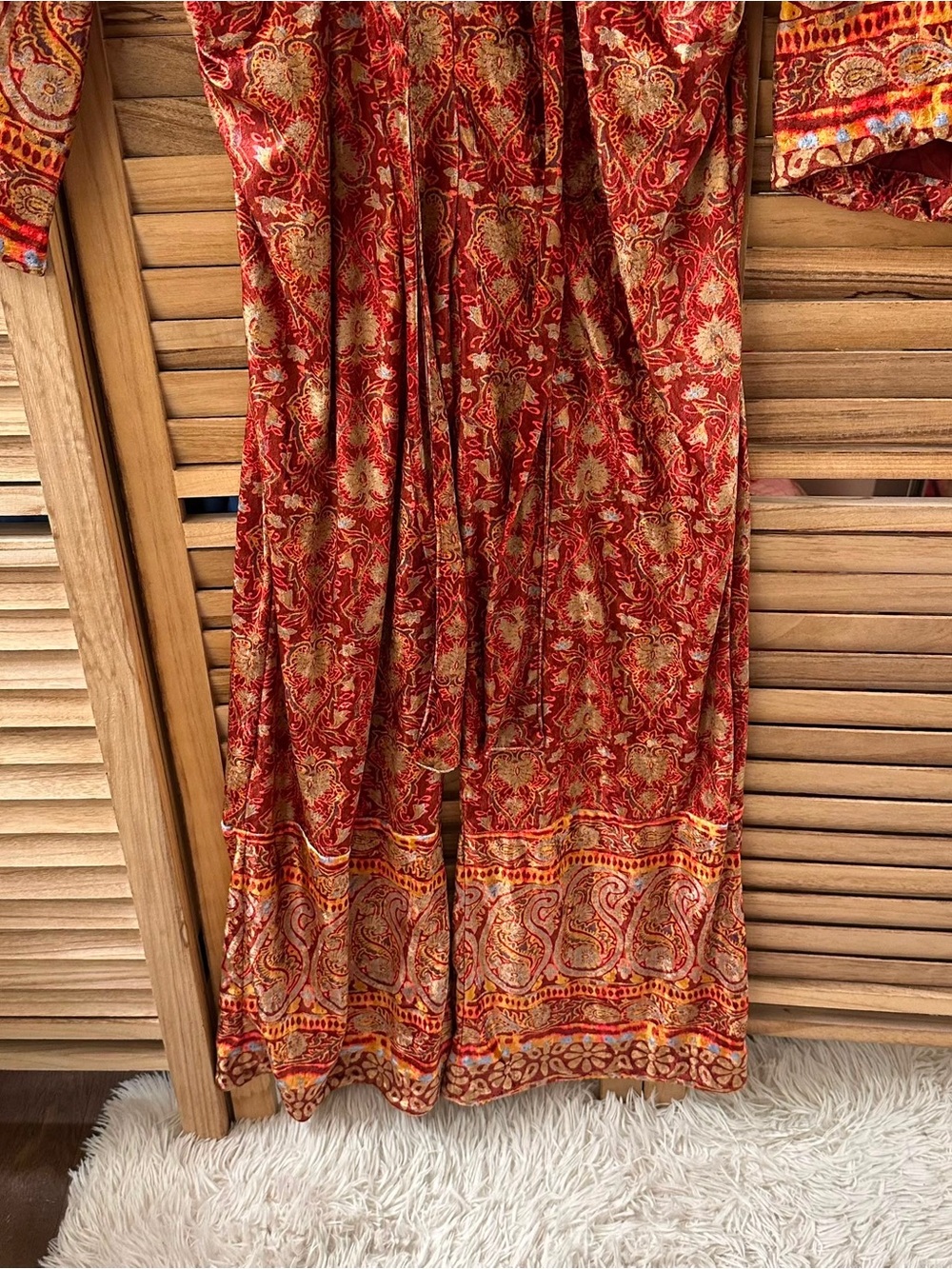 Free People Harper Velvet Bell Sleeve Jumpsuit in Sangria Size S - Picture 11 of 11